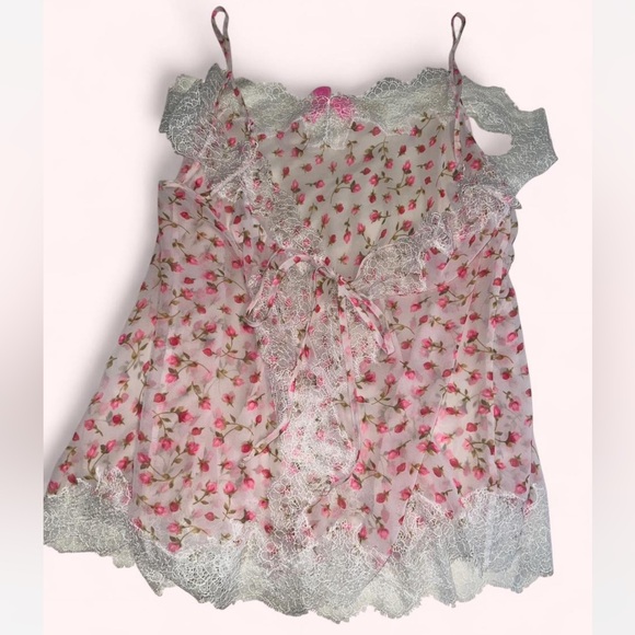 RARE 2013 Vintage Victoria’s Secret Chiffon Rosebud Print Slip - Picture 2 of 8